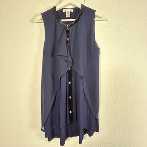 August Silk Womens Sleeveless Button-Up Overlay Front Tunic Top Medium Stretch
